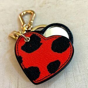 COACH Red Heart Mirror Keychain